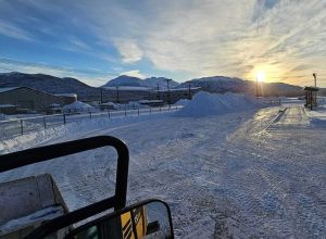 Titan snow and ice maintenance vehicle at track