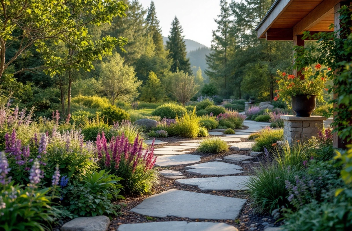 Professional image illustrating 1. Native Plant Landscaping
