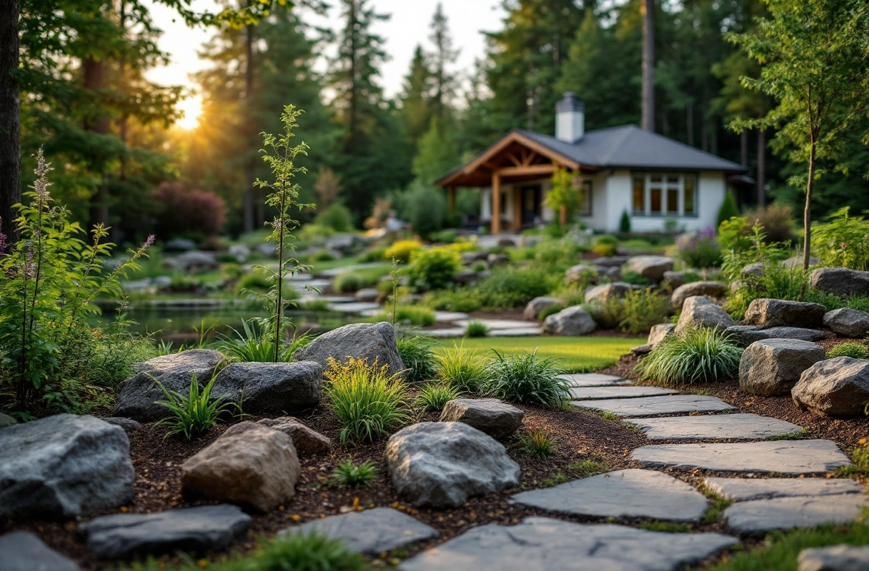 Professional image illustrating 1. Native Plant Landscaping