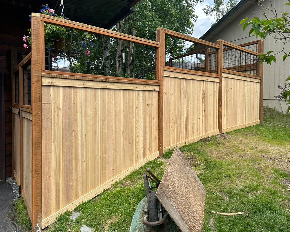 Western red cedar fence material sample for Anchorage Alaska